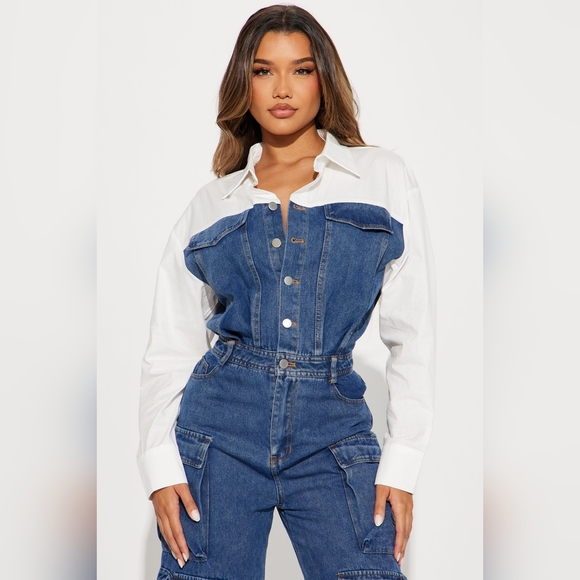 Fashion nova denim jumpsuit - Picture 2 of 13